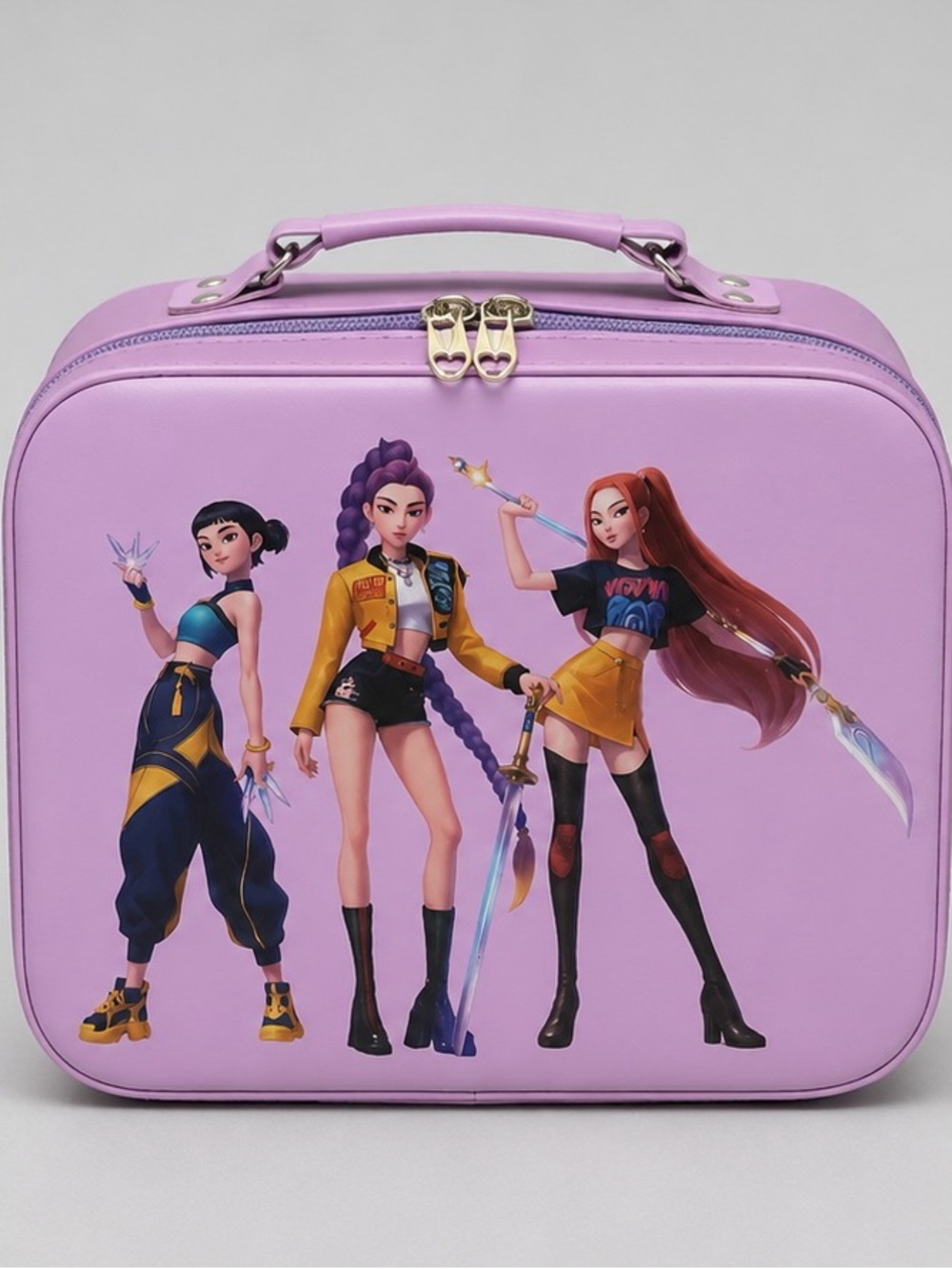 KPOP Demon Hunters Makeup Case Pink Travel Cosmetic Storage Bag